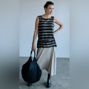 Jarbo MARABELLA TANK IN 100% LINEN Knit size 6/8 black tan